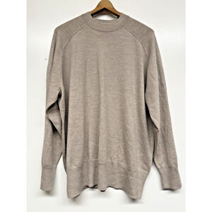 Universal Standard Size Medium 100% Merino Wool Slit Sleeve Tan Sweater